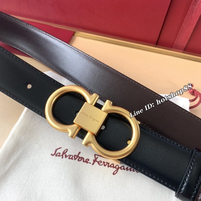 菲拉格慕專櫃款男士皮帶 Ferragamo精品銅扣腰帶  jjp1951